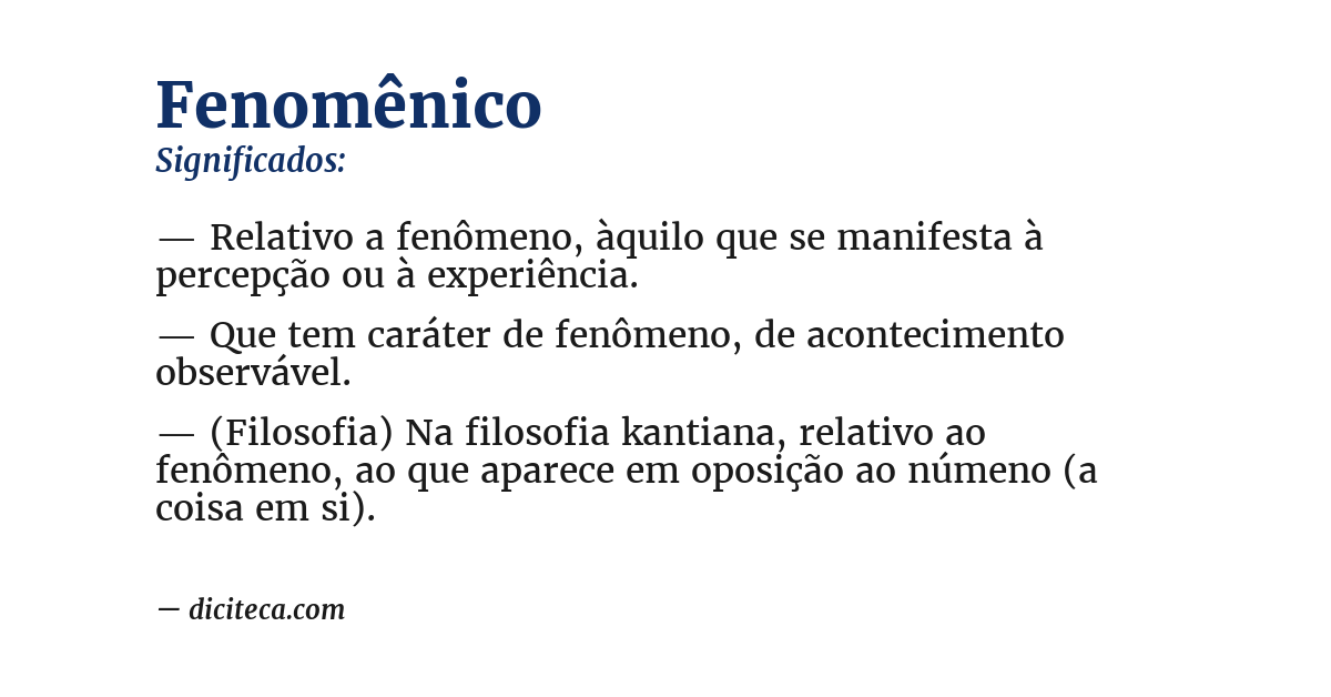 Significado de fenomênico