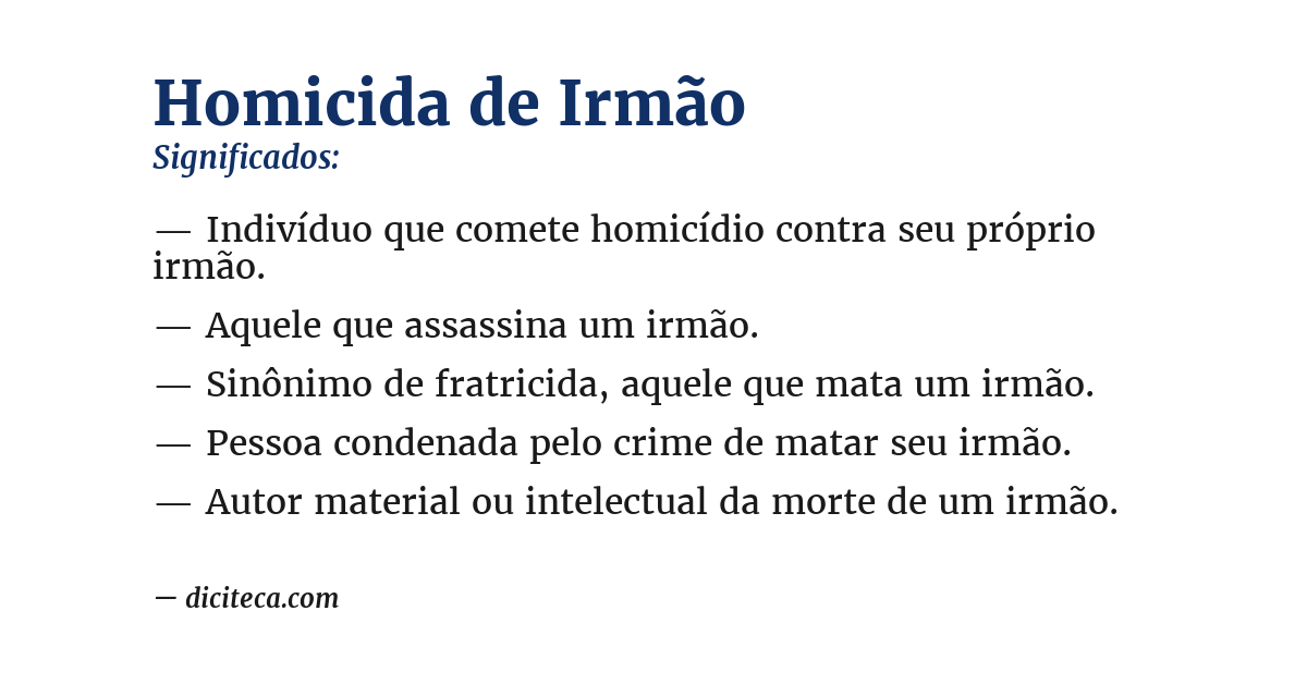 Significado de homicida de irmão