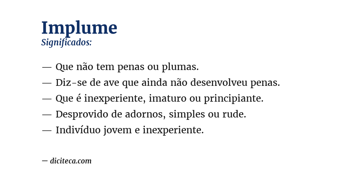 Significado de implume