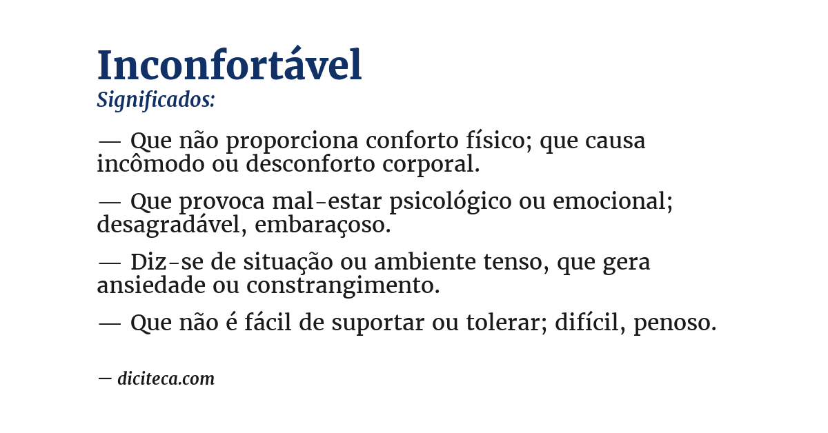 Significado de inconfortável