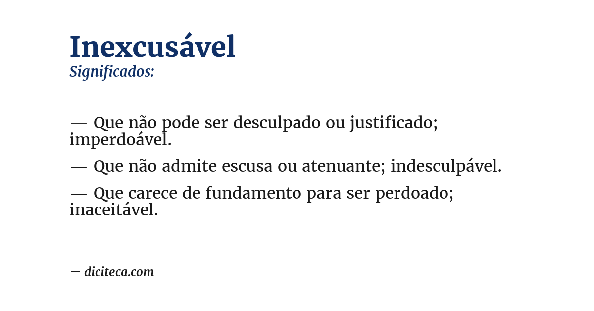 Significado de inexcusável