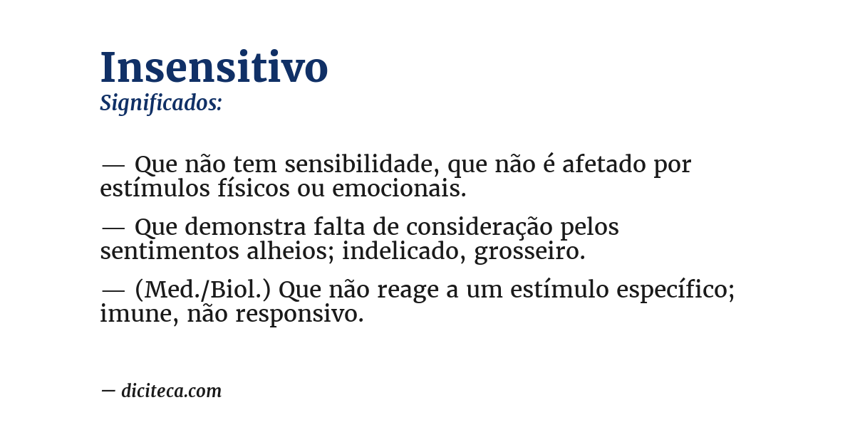 Significado de insensitivo