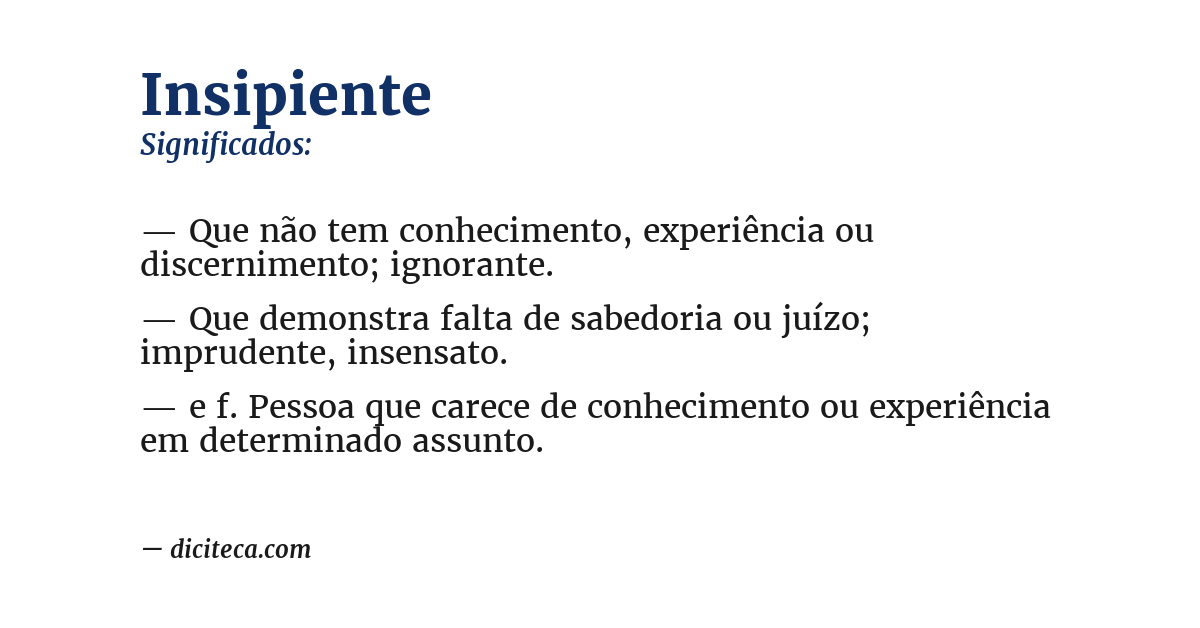 Significado de insipiente