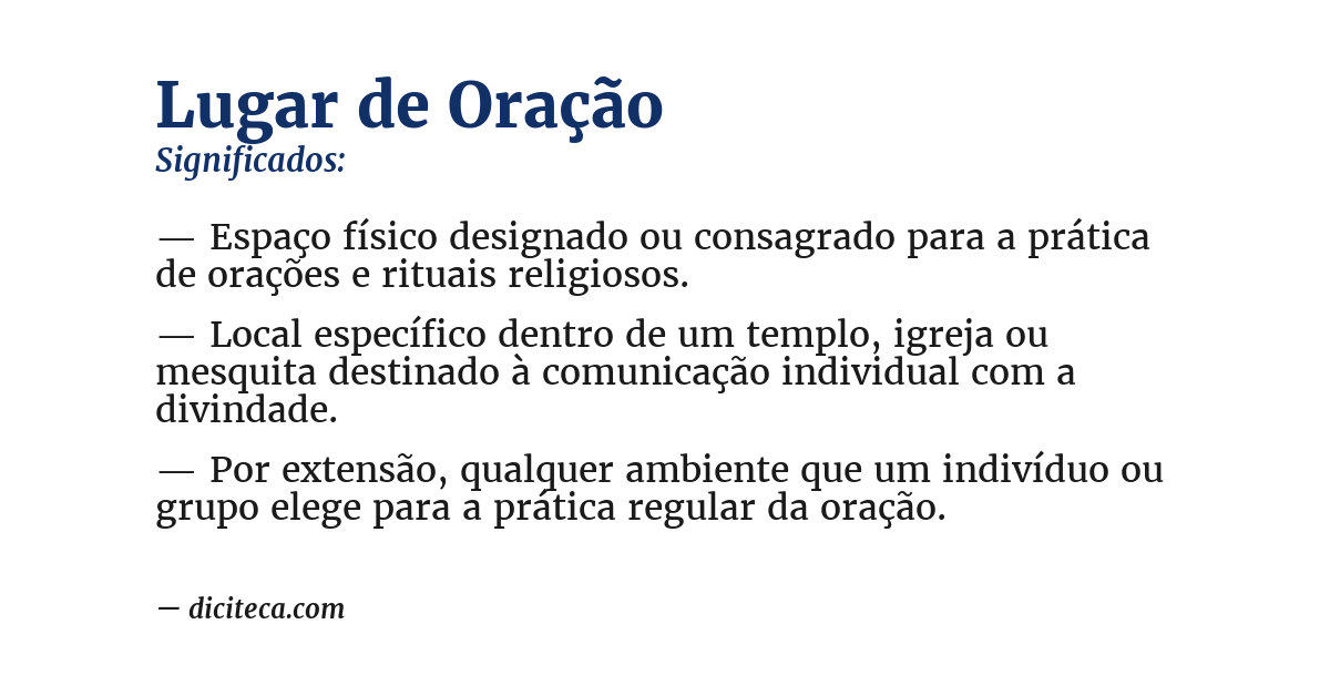 Significado de lugar de oração
