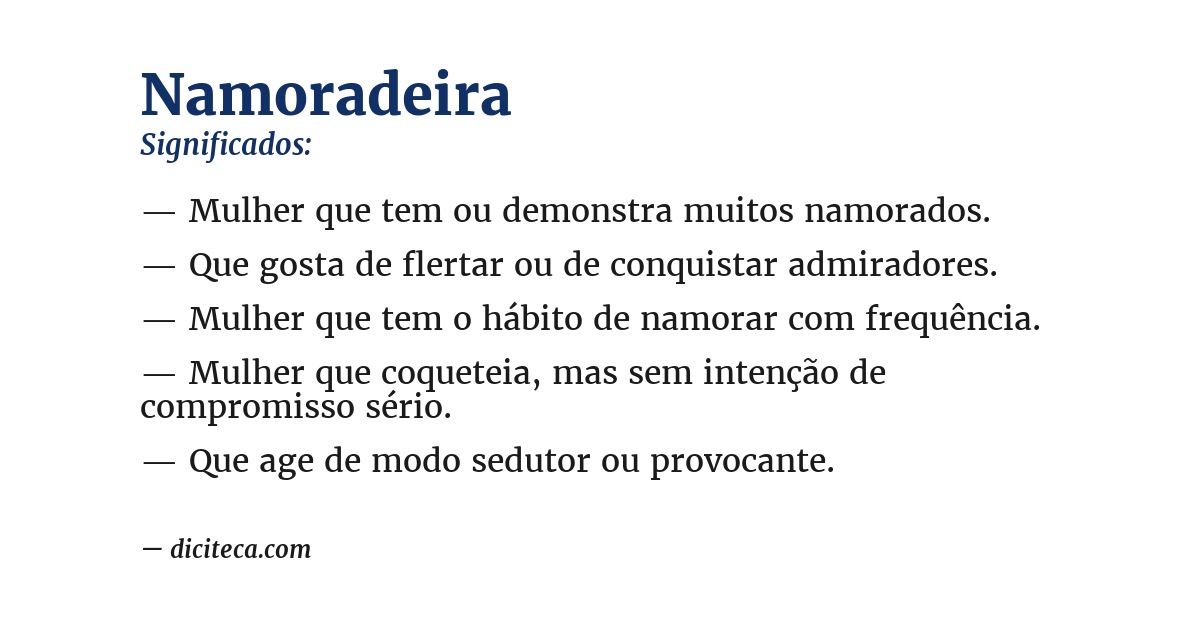 Significado de namoradeira