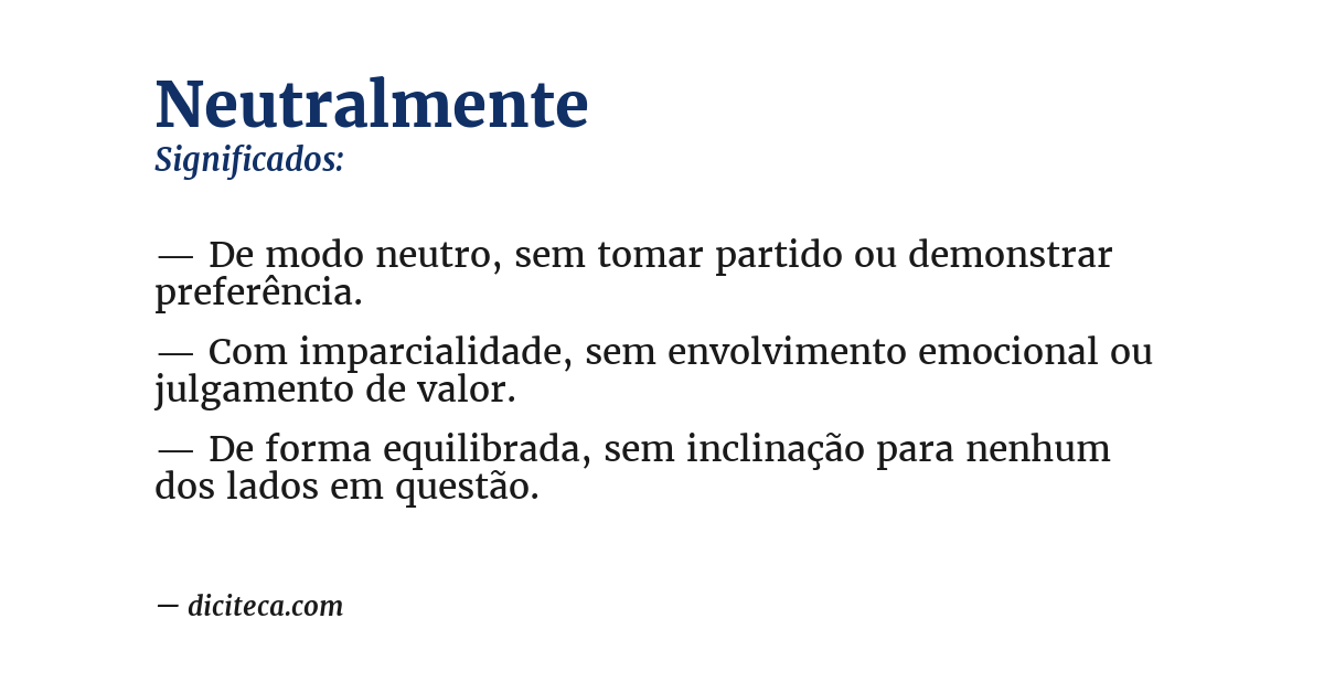 Significado de neutralmente