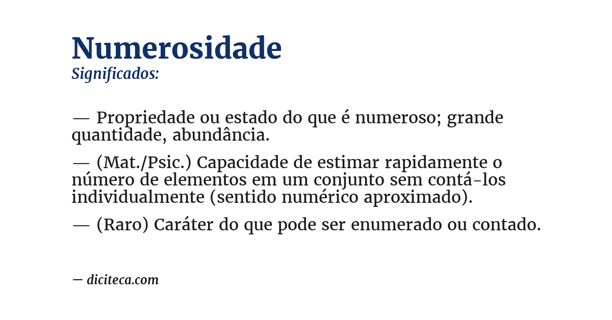 Significado de numerosidade