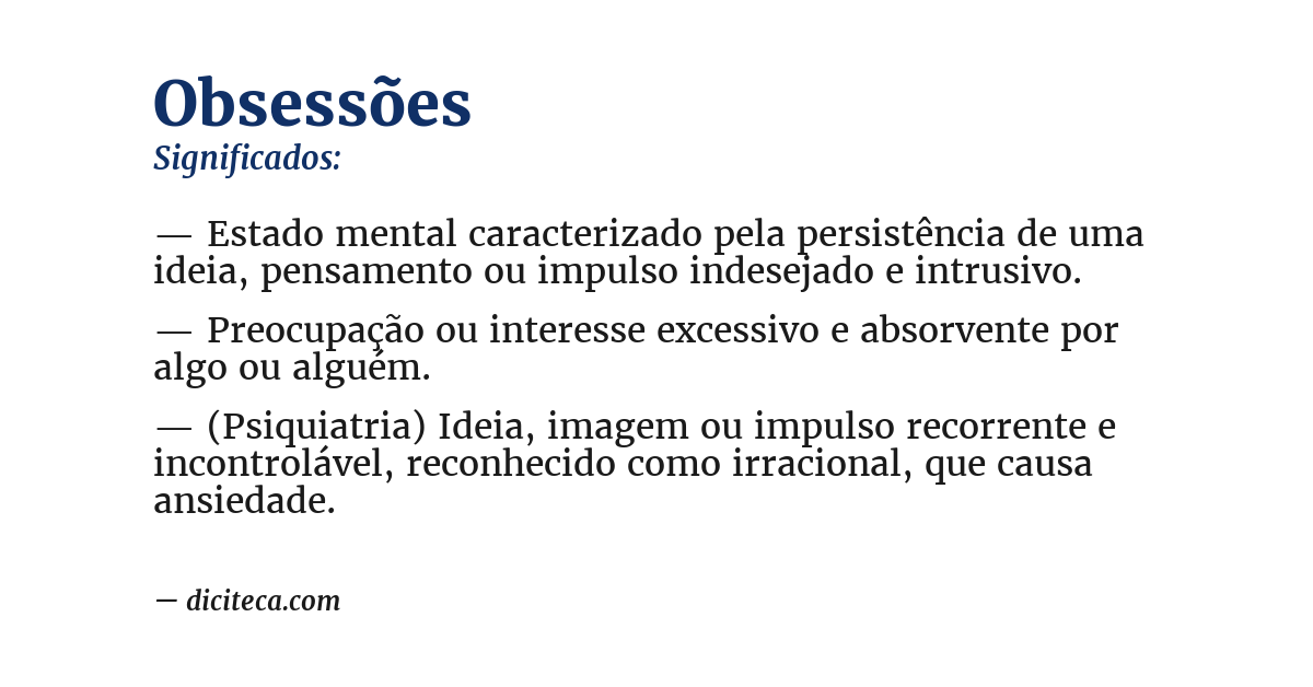 Significado de obsessões