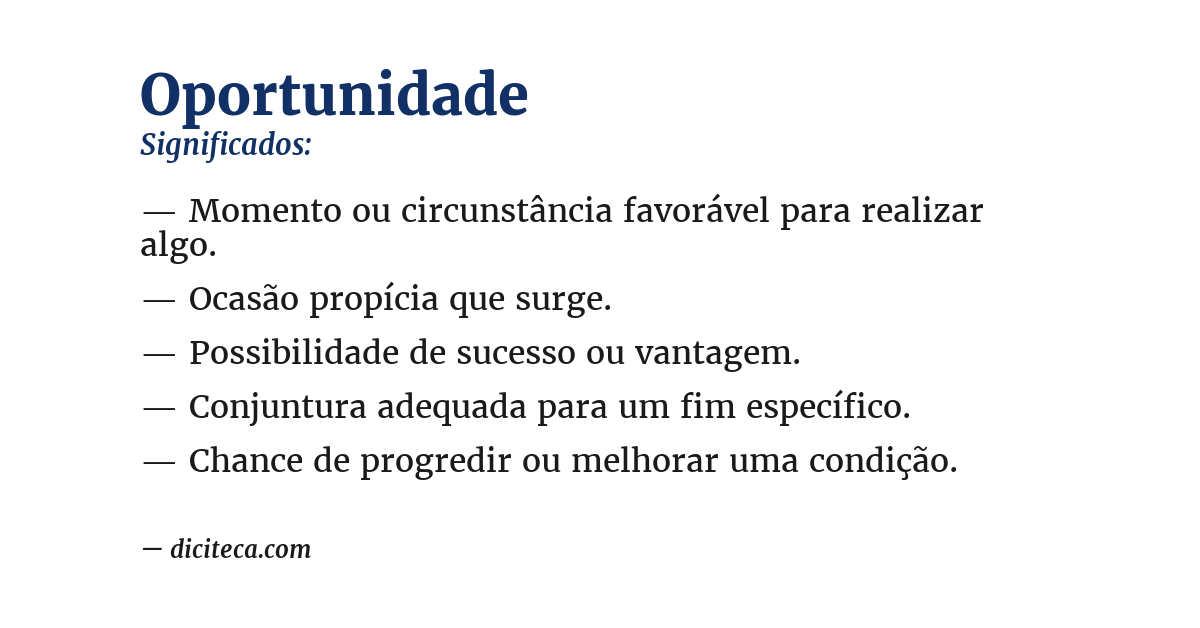 Significado de oportunidade