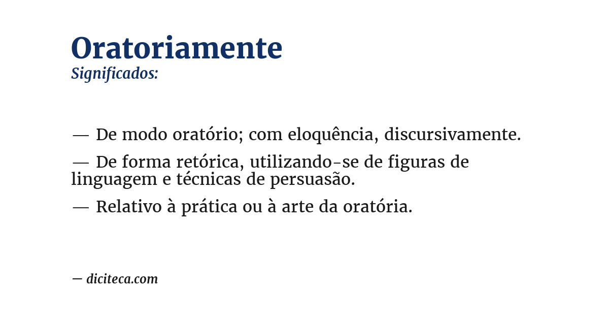 Significado de oratoriamente