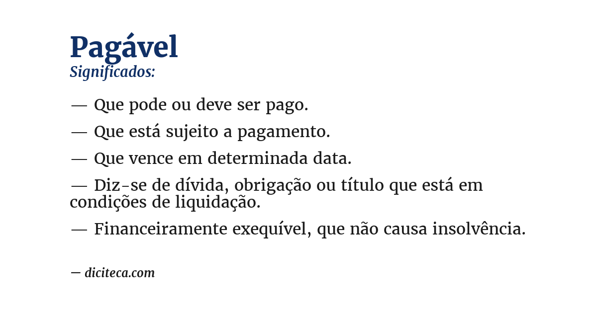 Significado de pagável