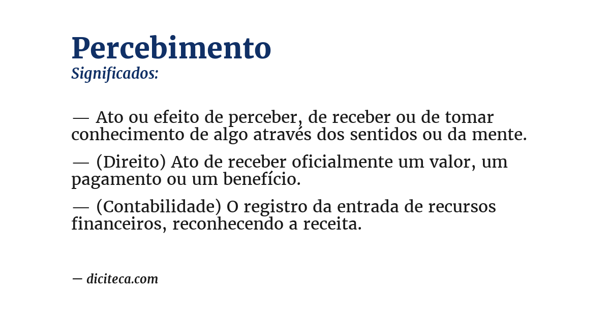 Significado de percebimento