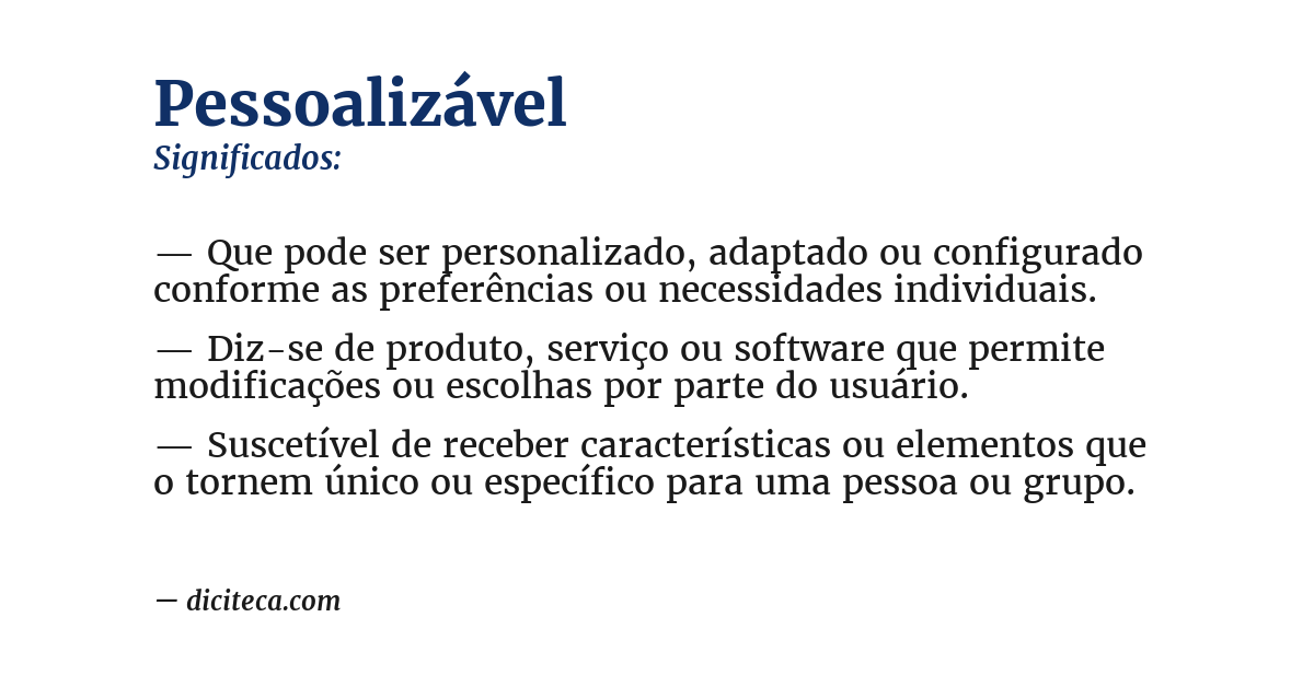 Significado de pessoalizável