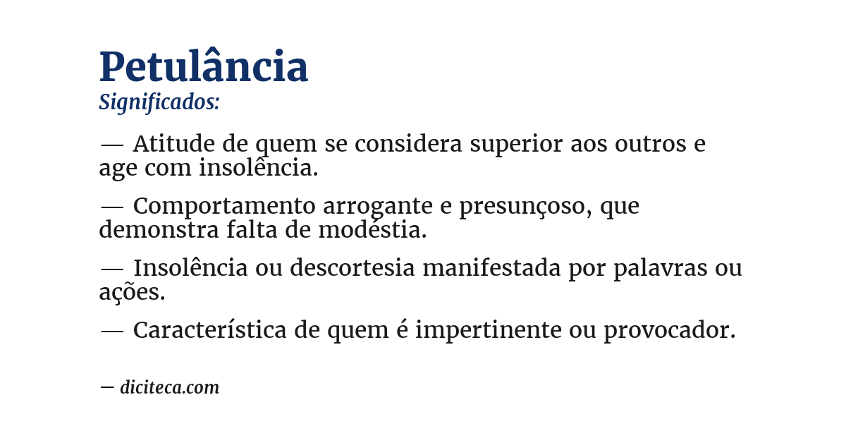 Significado de petulância