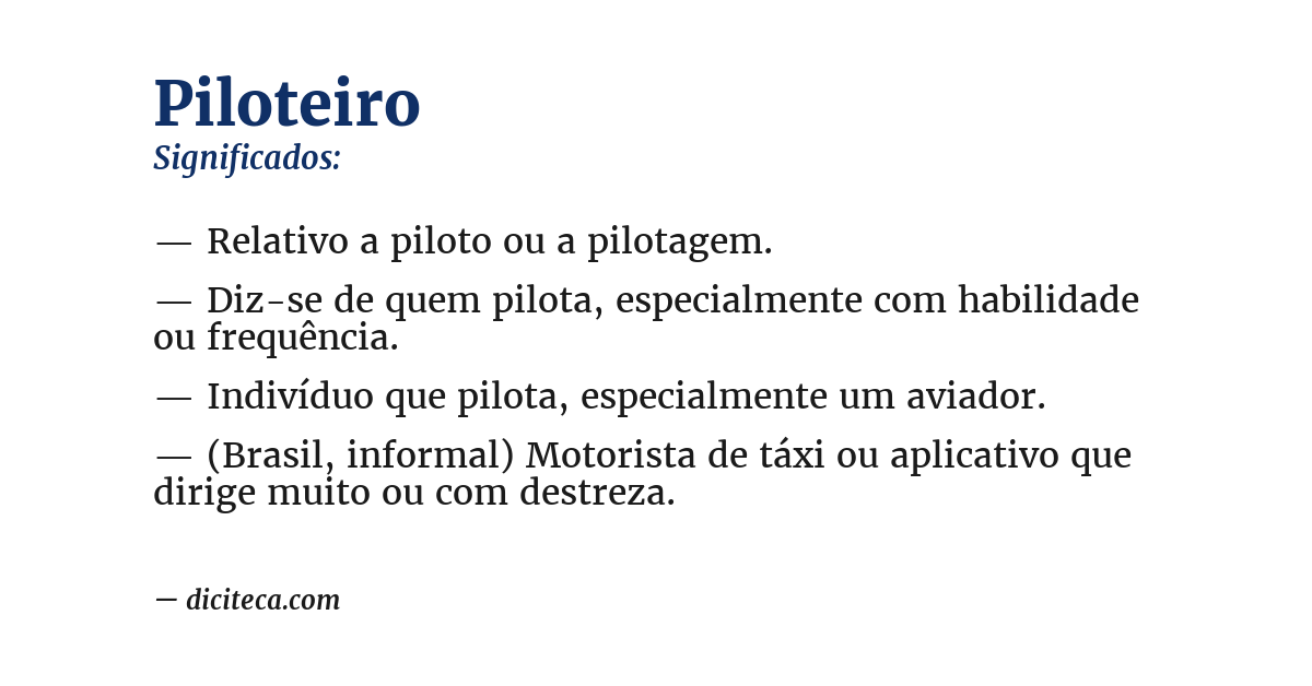 Significado de piloteiro