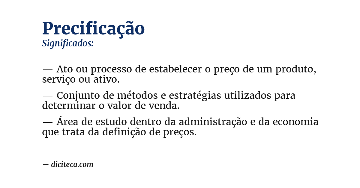 Significado de precificação