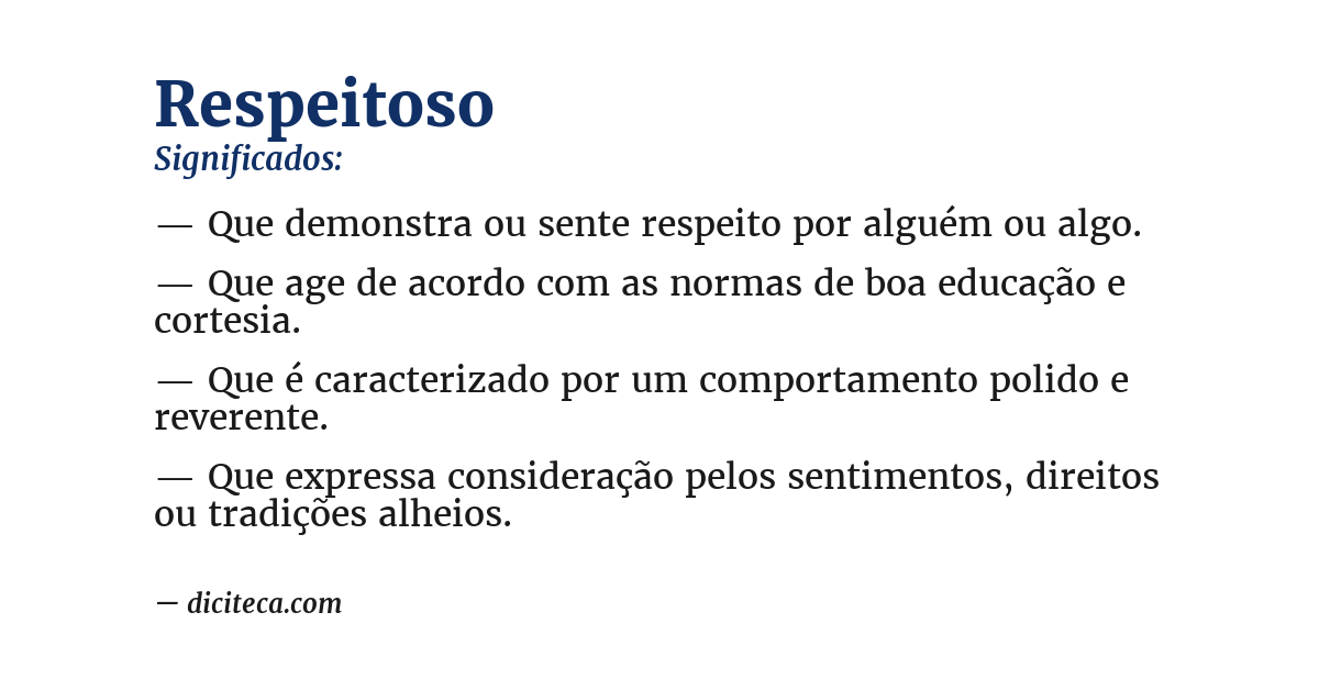 Significado de respeitoso