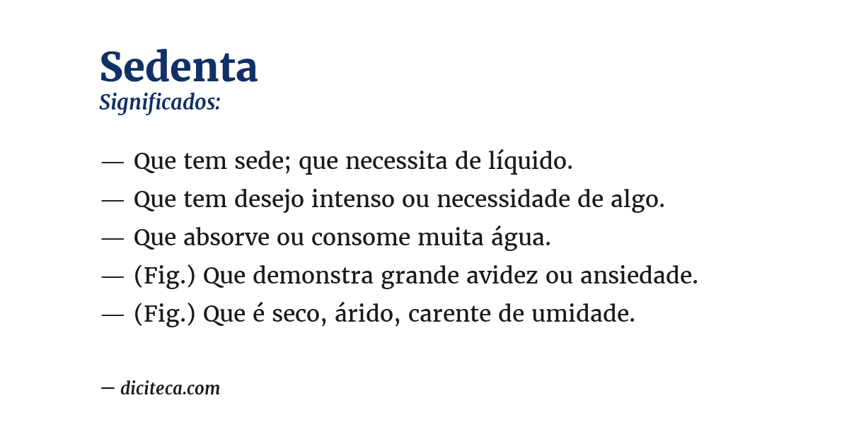Significado de sedenta