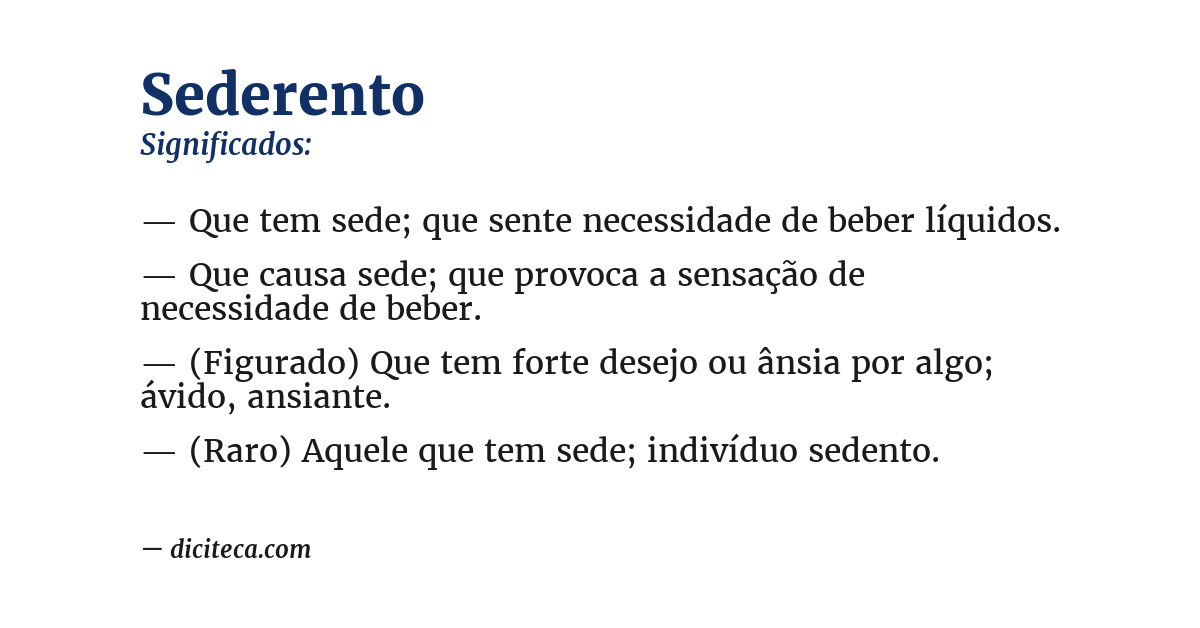 Significado de sederento