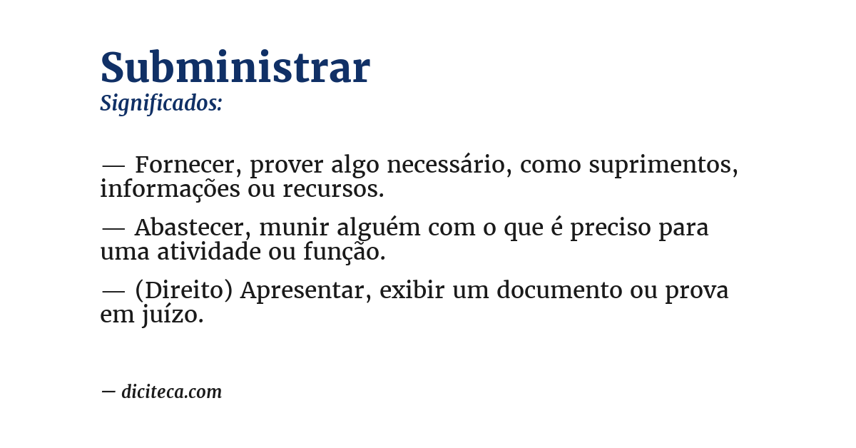 Significado de subministrar