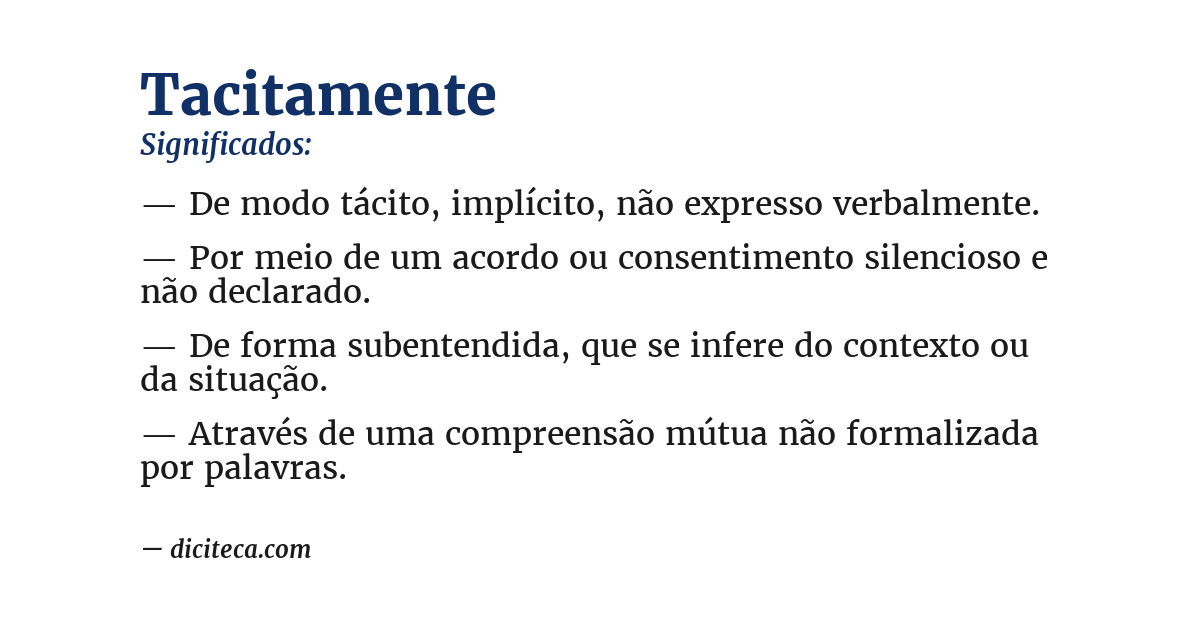 Significado de tacitamente