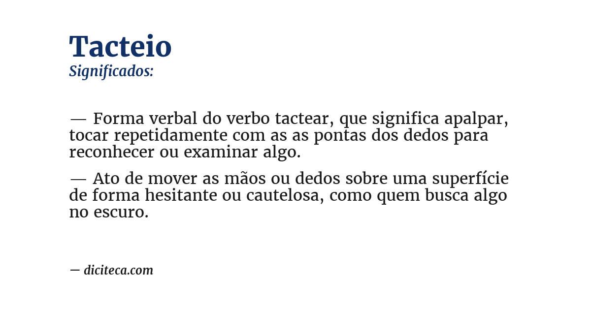 Significado de tacteio