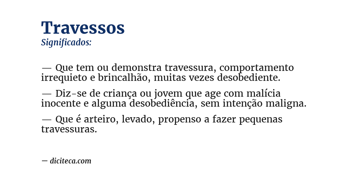Significado de travessos
