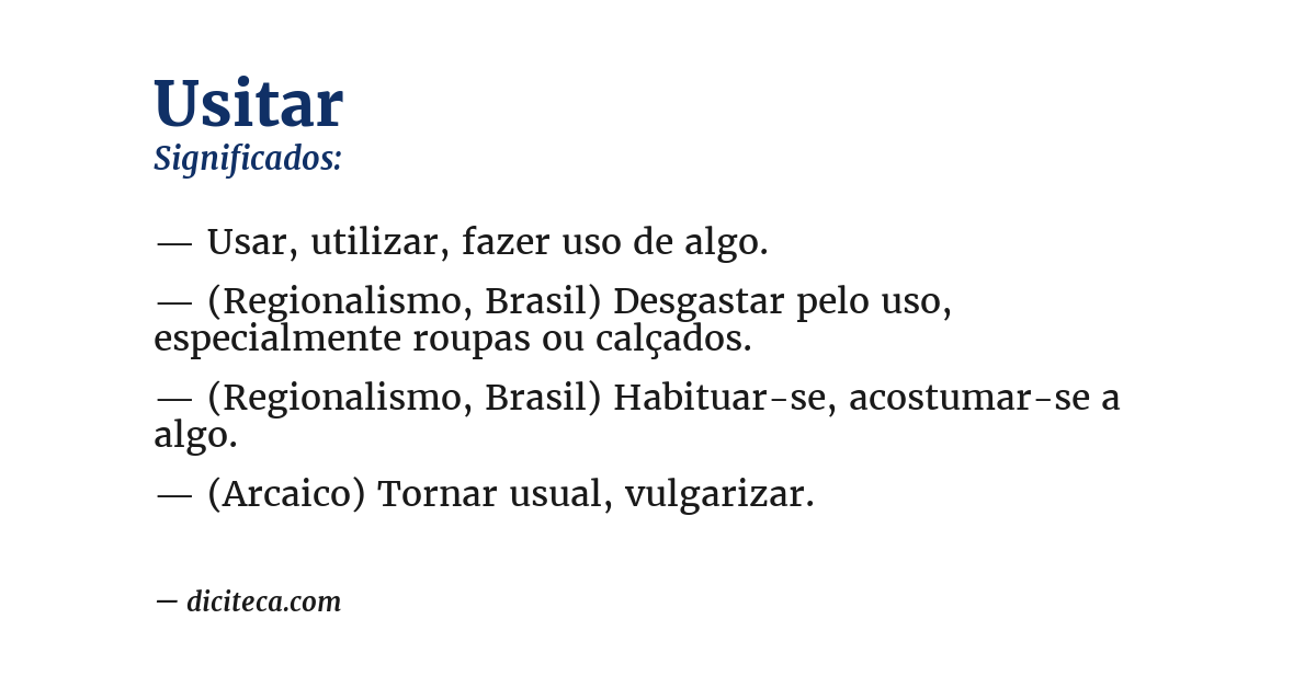 Significado de usitar