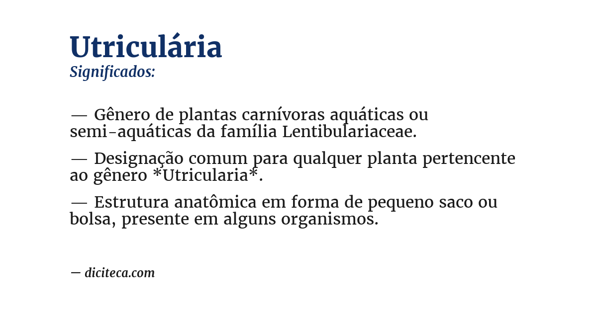 Significado de utriculária