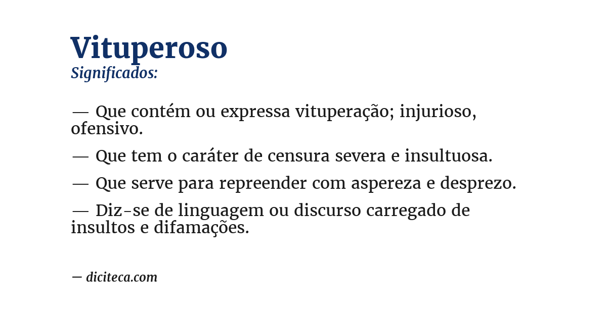 Significado de vituperoso