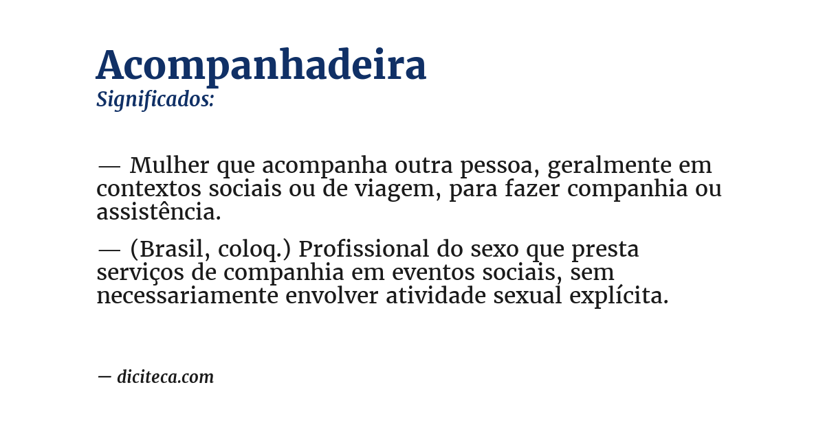 Significado de acompanhadeira