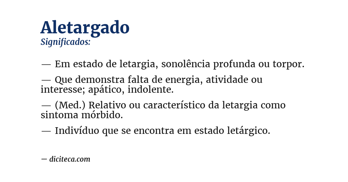 Significado de aletargado