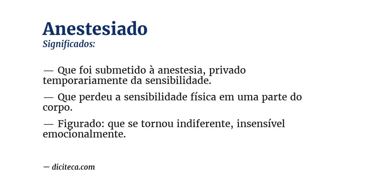 Significado de anestesiado