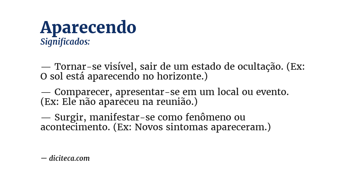 Significado de aparecendo