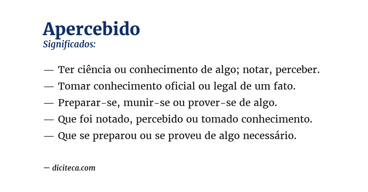 Significado de apercebido