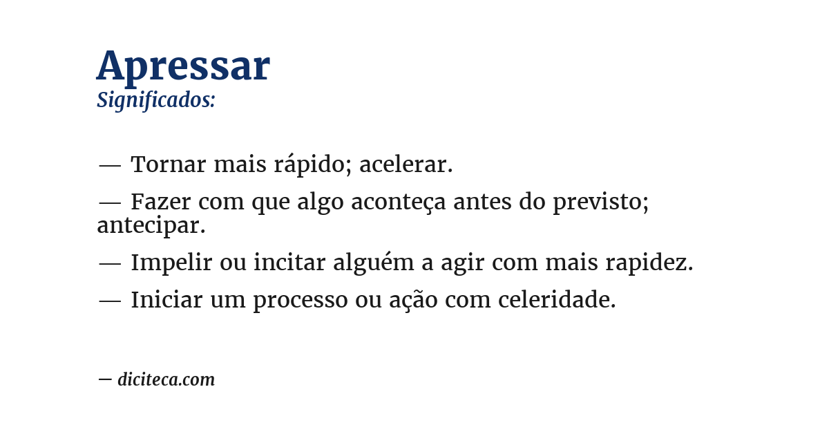 Significado de apressar