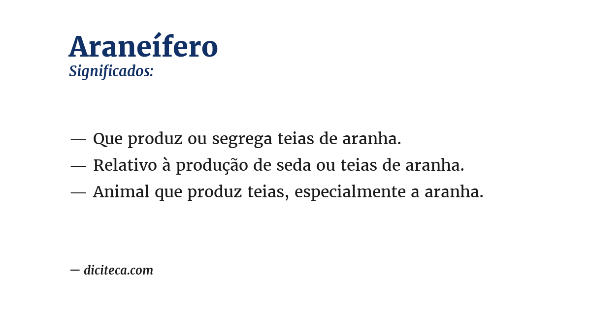 Significado de araneífero