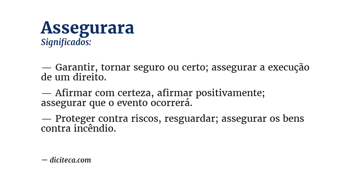 Significado de assegurara