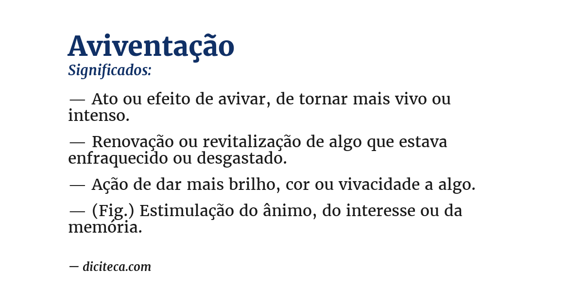 Significado de aviventação