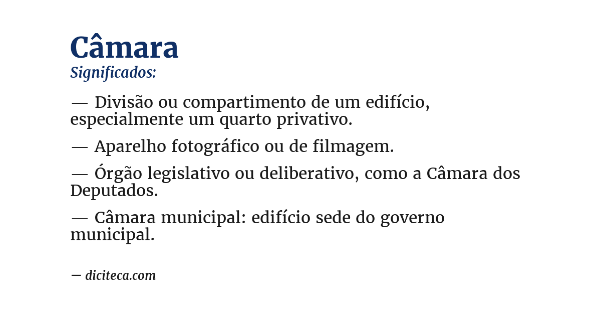 Significado de câmara