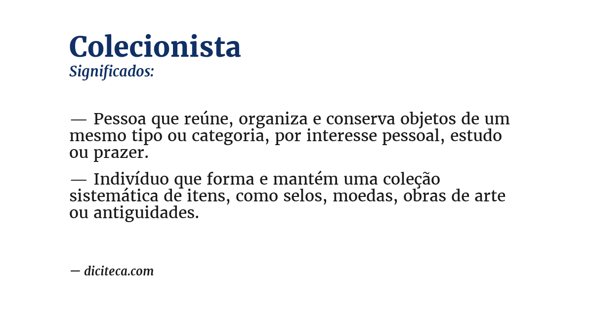 Significado de colecionista
