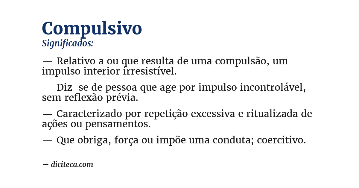 Significado de compulsivo