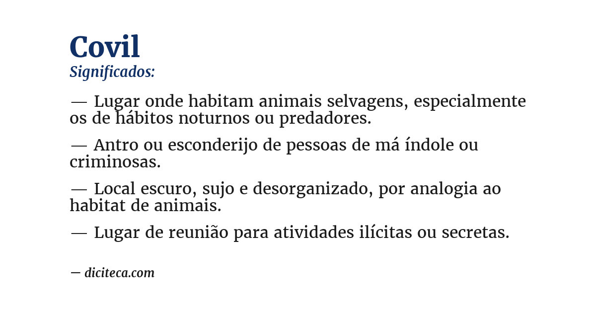 Significado de covil