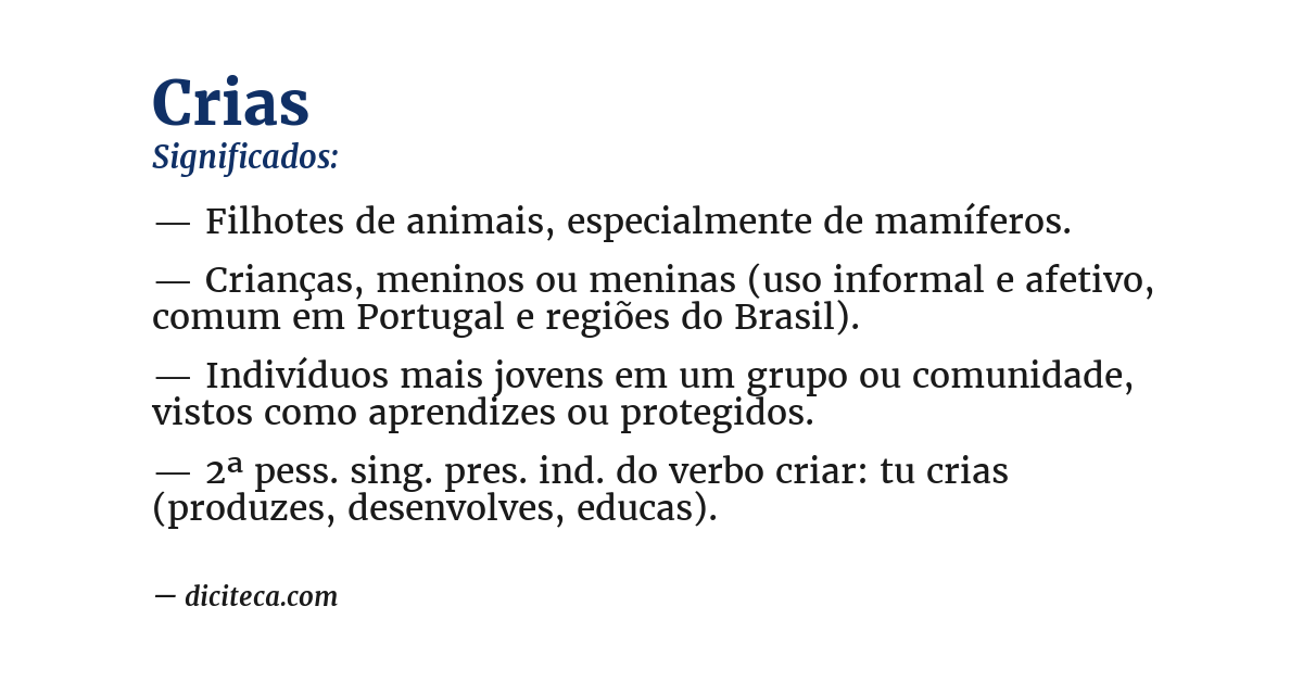 Significado de crias