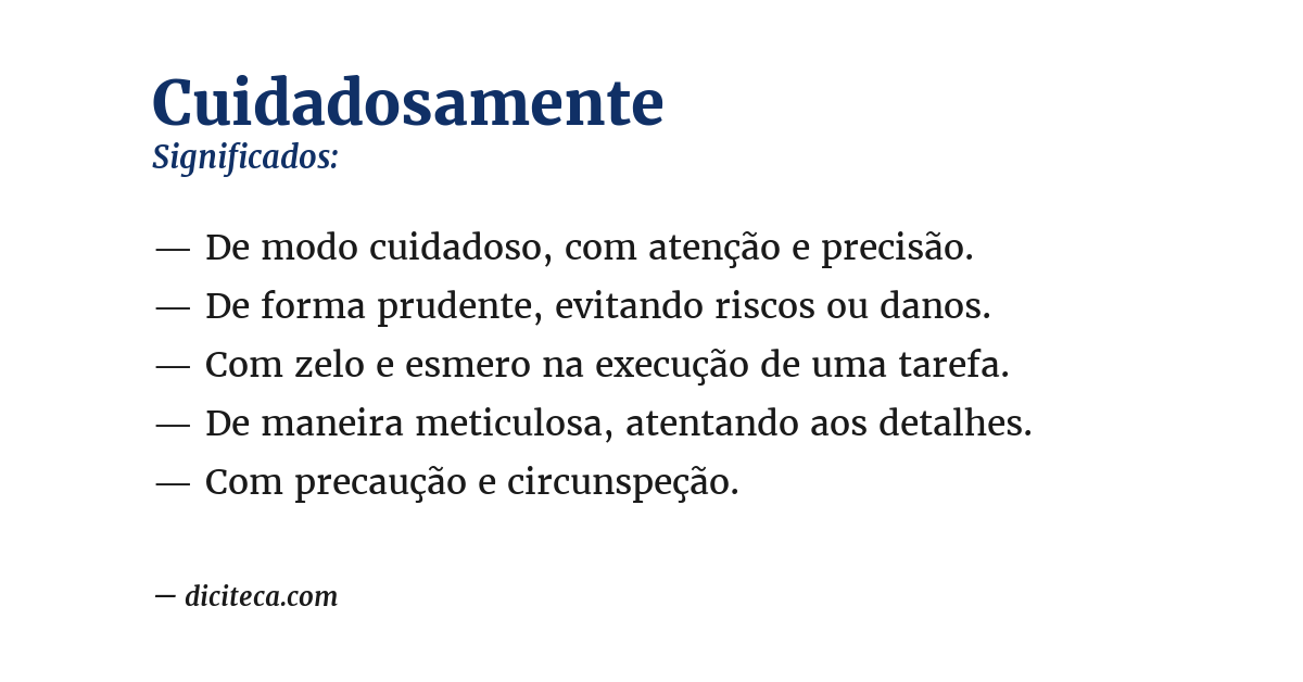 Significado de cuidadosamente
