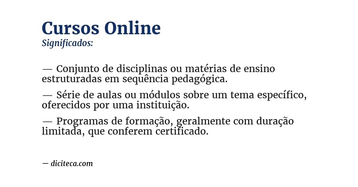 Significado de cursos online