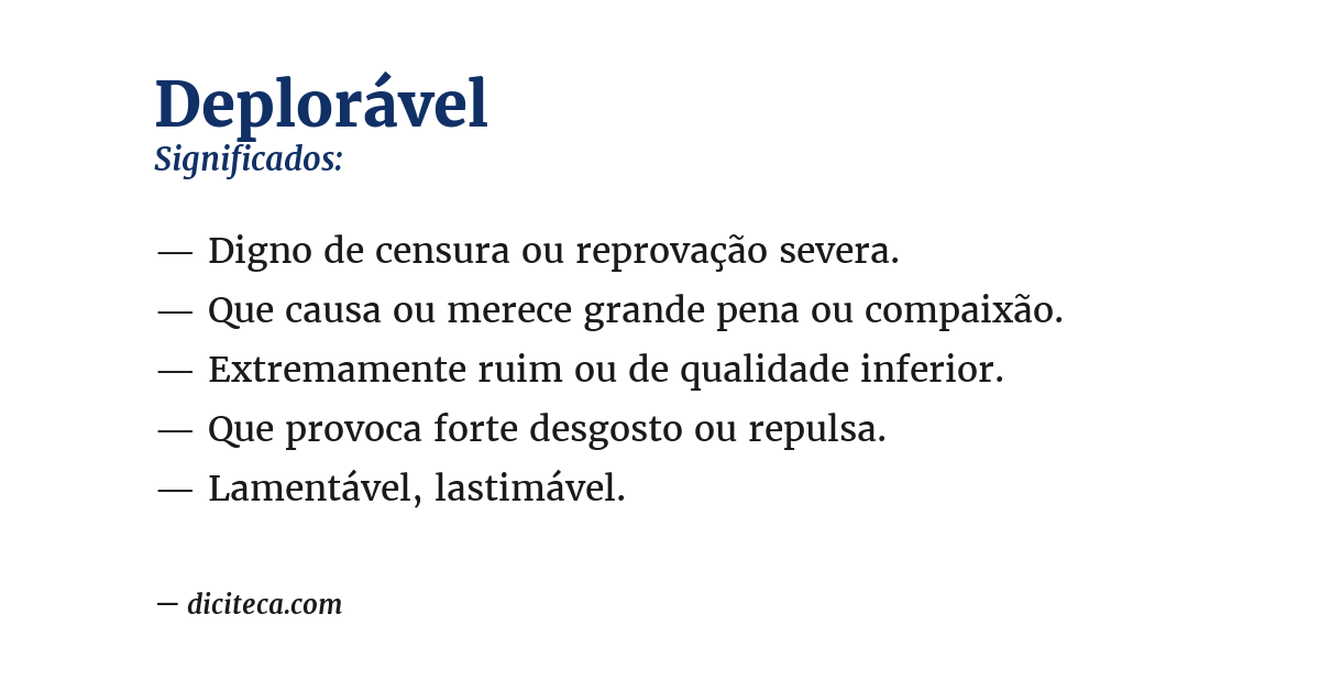 Significado de deplorável