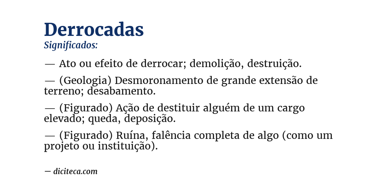 Significado de derrocadas