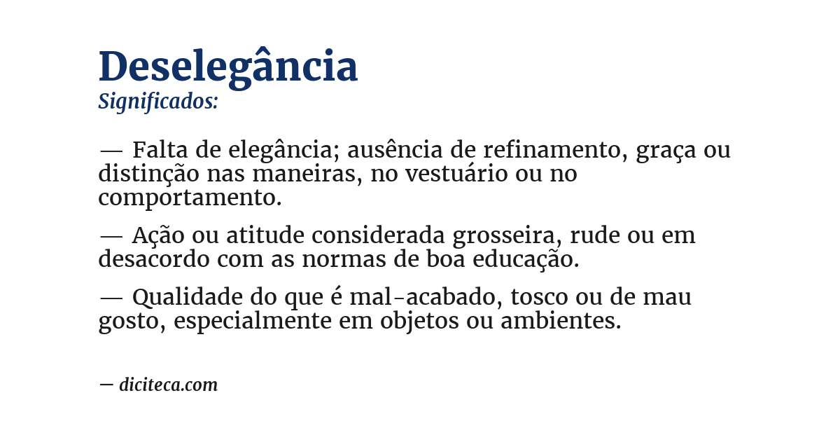 Significado de deselegância