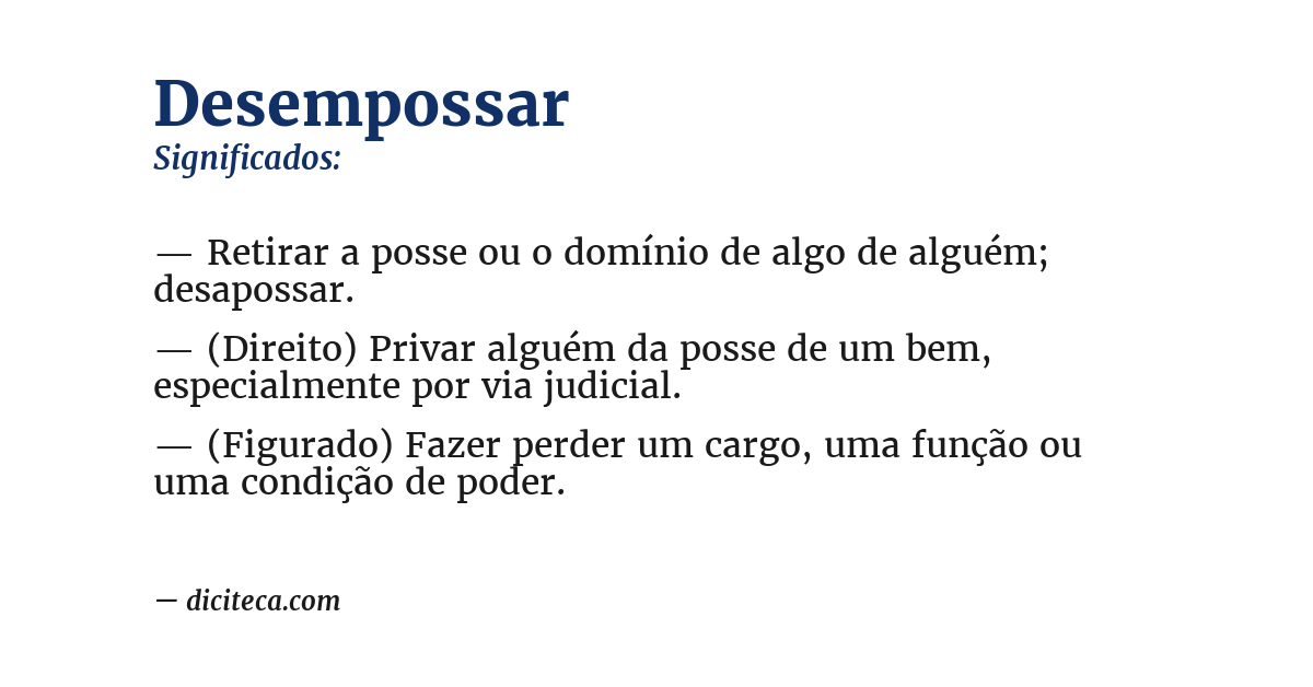 Significado de desempossar